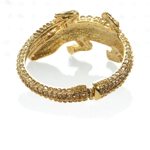 Oscar de la Renta Gold-tone Crystal Alligator Cuff Bracelet - Picture 3 of 10